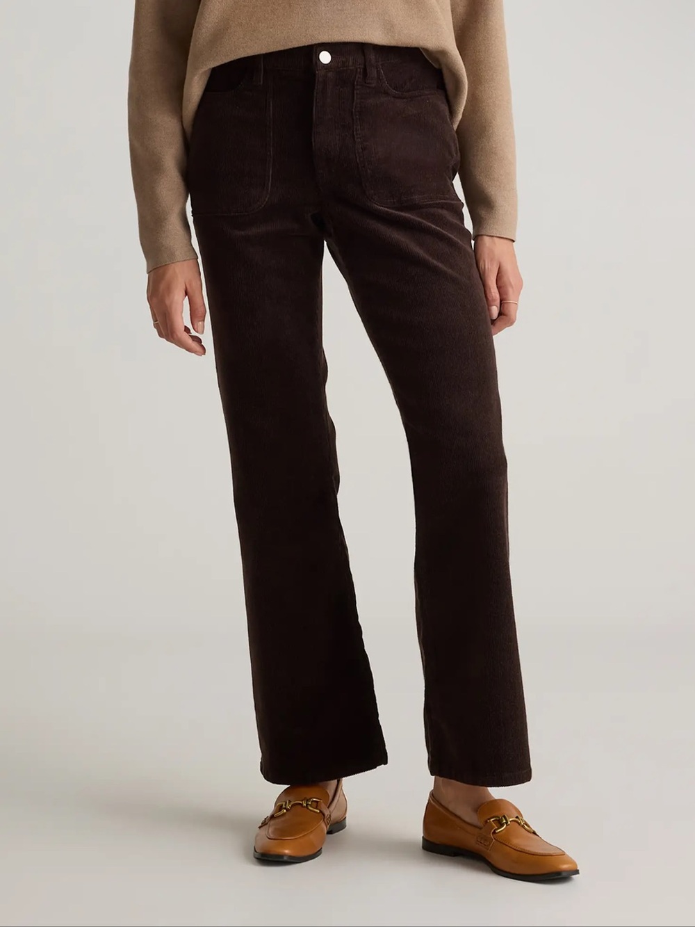 Quince Organic Stretch Corduroy Flare Pants Espresso